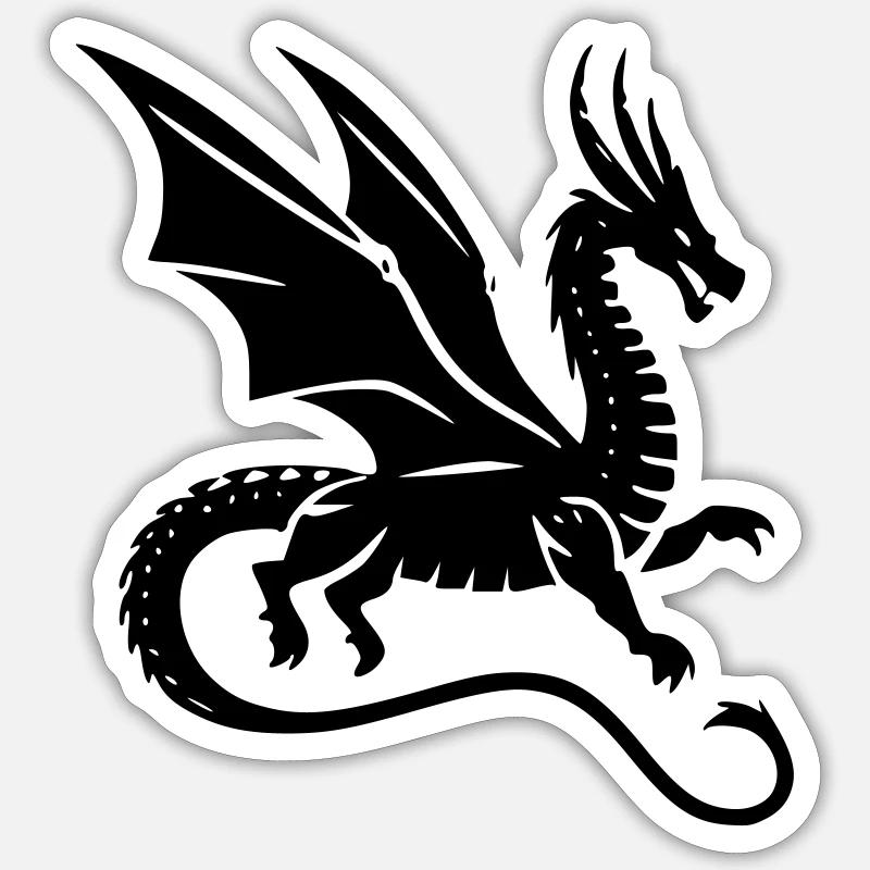 Dragon - Sticker taille S (10 x 10 cm) - blanc mat