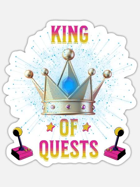 King of Quests - Sticker Größe S (10 x 10 cm) - Mattweiß