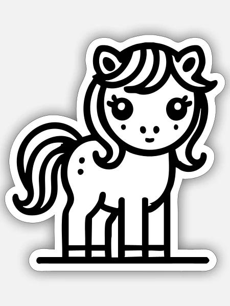 Süßes Pony Pferd Pferdchen - Sticker Größe S (10 x 10 cm) - Mattweiß