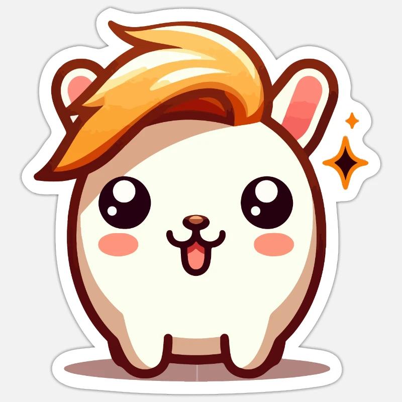 Hamster mignon avec coiffure Sticker taille S (10 x 10 cm)