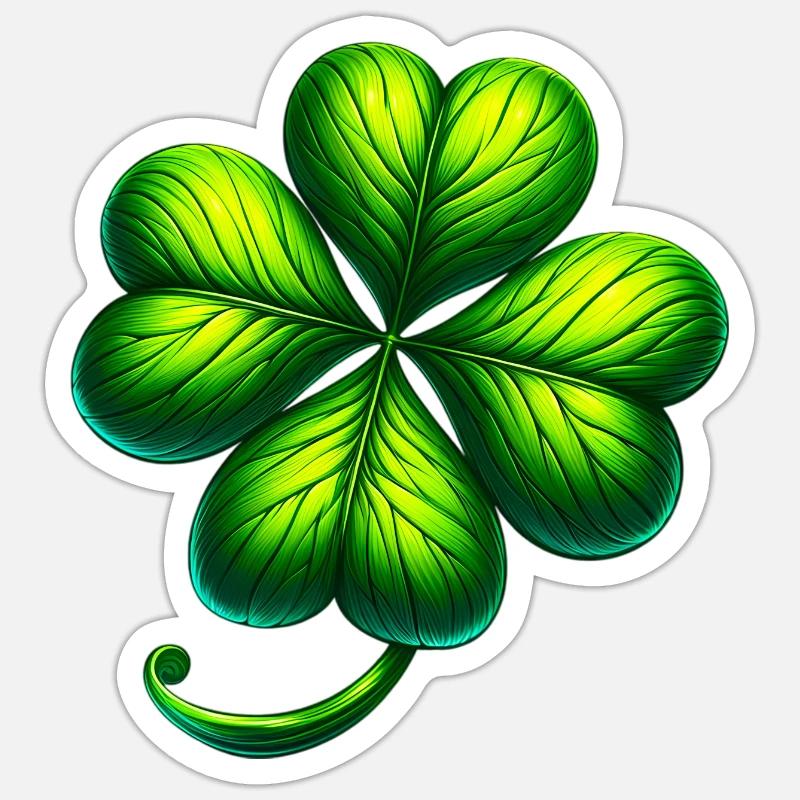 Trèfle à quatre feuilles - Sticker taille S (10 x 10 cm) - blanc mat