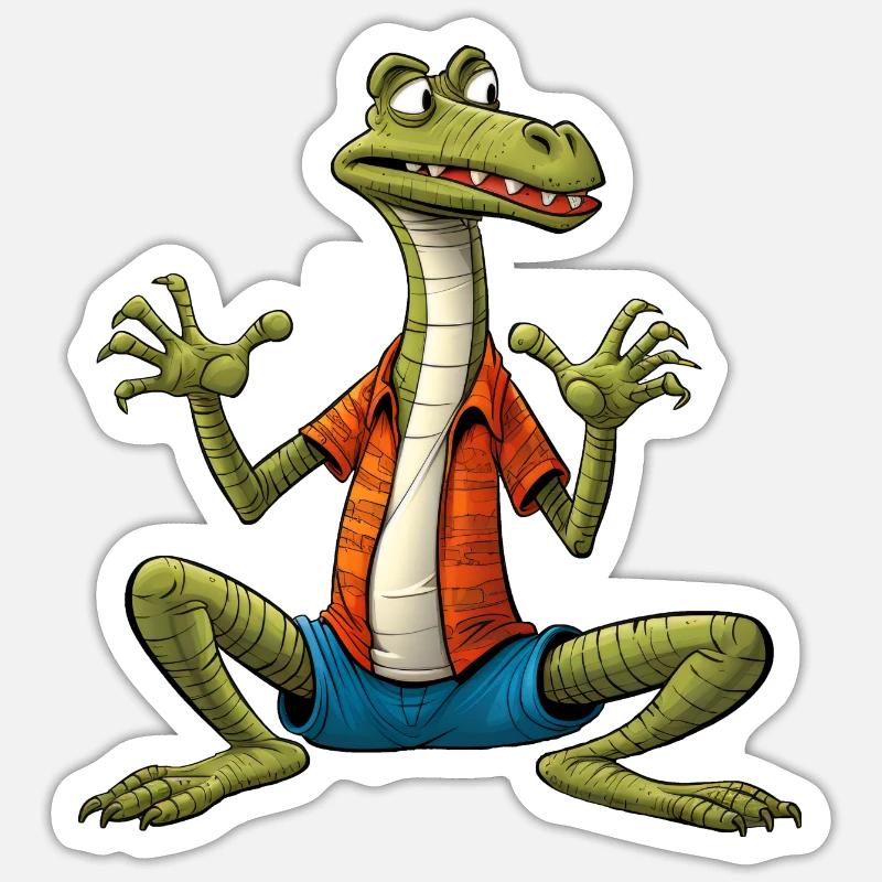 Lézard Yogi - Sticker taille S (10 x 10 cm) - blanc mat
