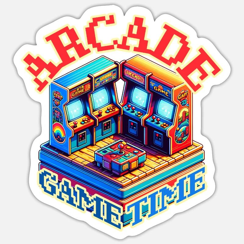 Arcade Game Time - Sticker Größe S (10 x 10 cm) - Mattweiß