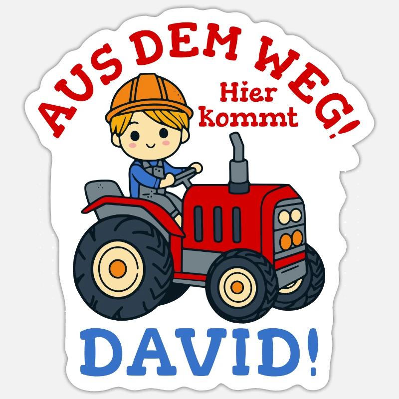 David Name Traktor Sticker Größe S (10 x 10 cm)