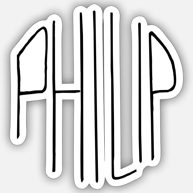Philip - Sticker Größe S (10 x 10 cm) - Mattweiß