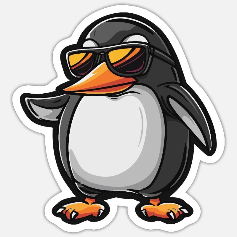 Penguin Comic Cool - Sticker size S (10 x 10 cm) - white matte