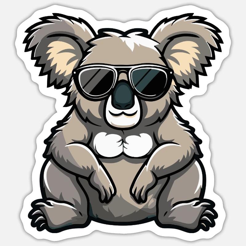 Koala Comic Cool - Sticker Größe S (10 x 10 cm) - Mattweiß