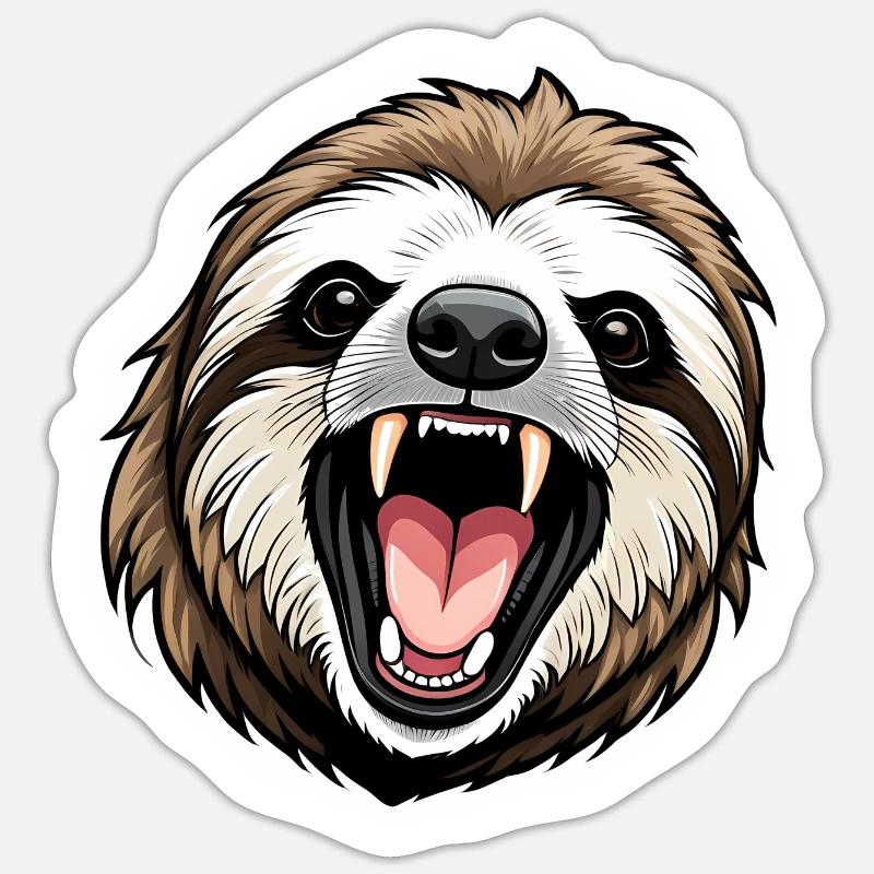 Sloth Attack - Sticker size S (10 x 10 cm) - white matte