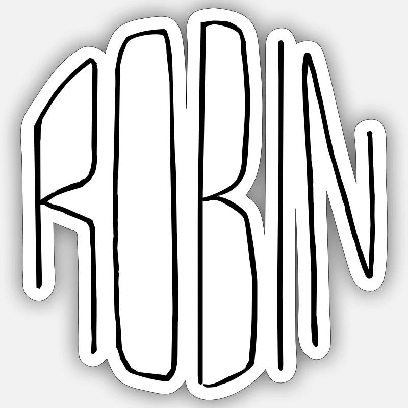 Rouge-gorge - Sticker taille S (10 x 10 cm) - blanc mat