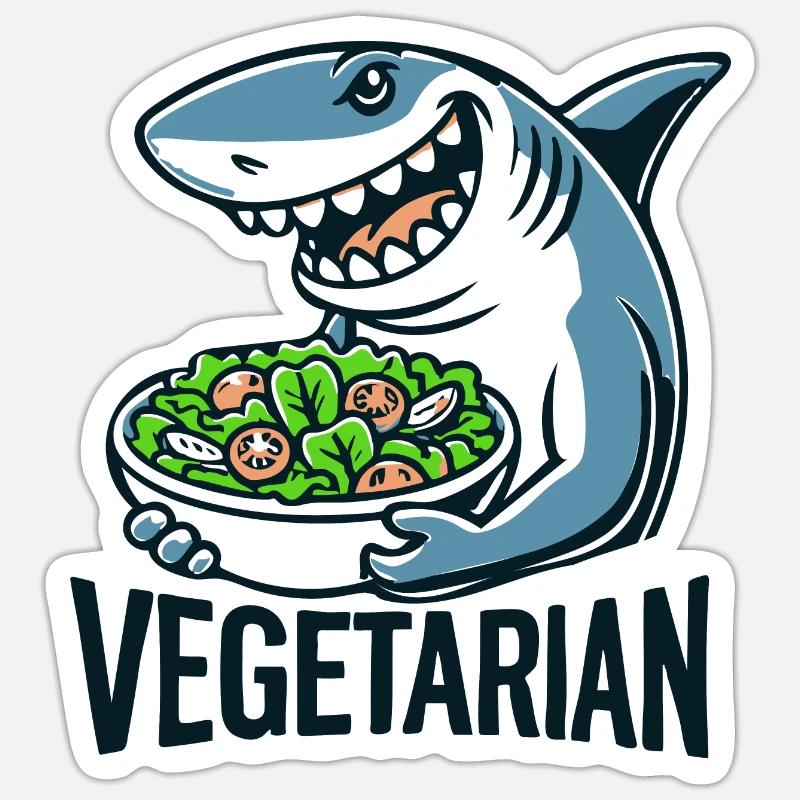 Requin végétarien Sticker taille S (10 x 10 cm)