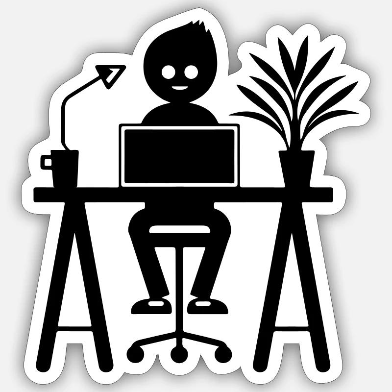 Arbeiter Computer Job Lernen - Sticker Größe S (10 x 10 cm) - Mattweiß