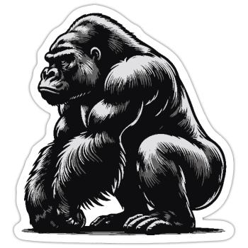 Gorilla - Sticker Größe S (10 x 10 cm) - Mattweiß - Vorne