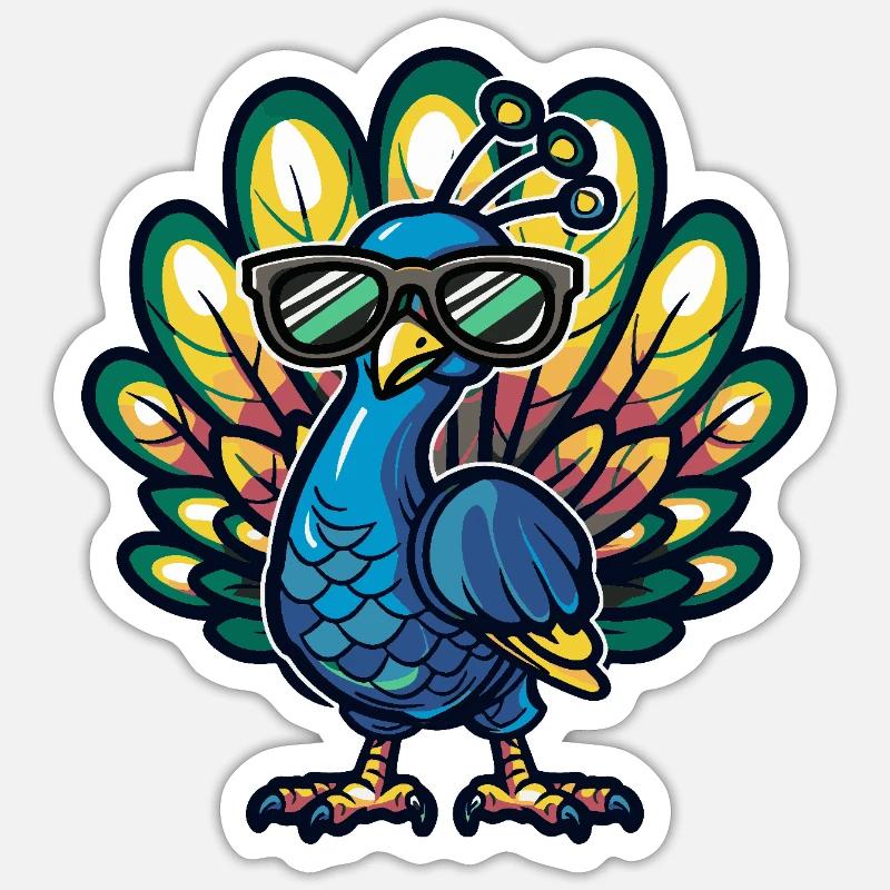 Peacock Bird Cool Comic Sticker size S (10 x 10 cm)