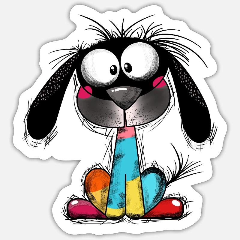 Farbenfroher Hund - Sticker Größe S (10 x 10 cm) - Mattweiß