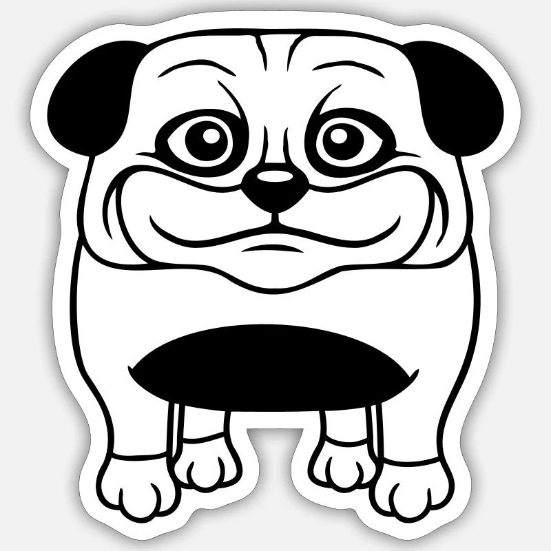 Hund Mops Klein Süß Dick Lieb Glücklich Comic Spaß Sticker Größe S (10 x 10 cm)