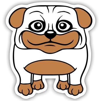 Dog Pug Small Cute Dick Love Happy Comic Fun - Sticker size S (10 x 10 cm) - white matte - Front