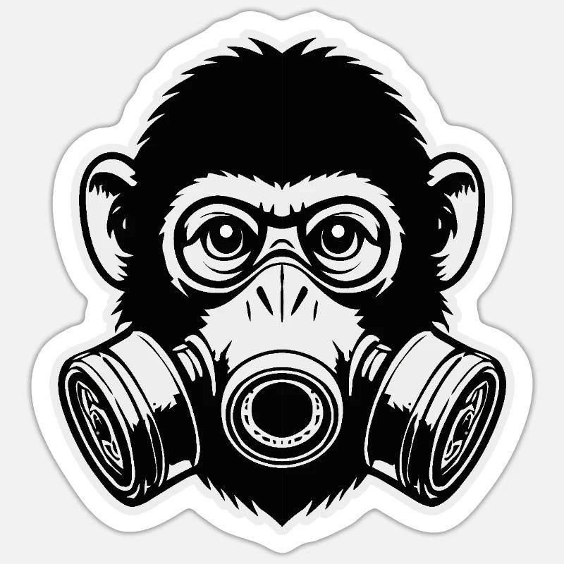 Masque à gaz de singe Sticker taille S (10 x 10 cm)