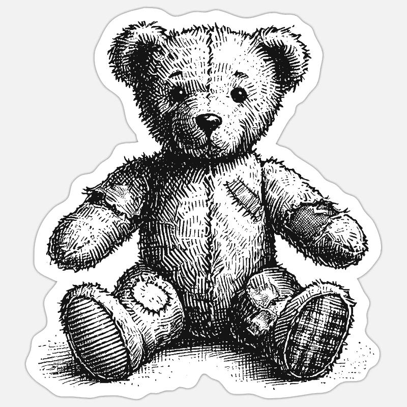 Teddybär - Sticker Größe S (10 x 10 cm) - Mattweiß