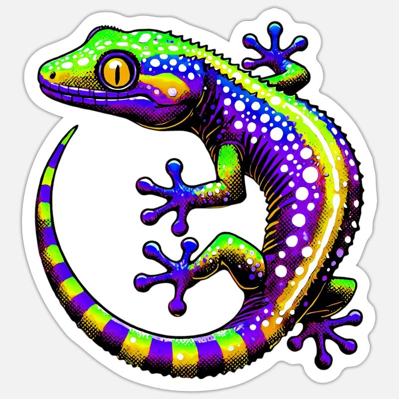 Gecko - Sticker taille S (10 x 10 cm) - blanc mat