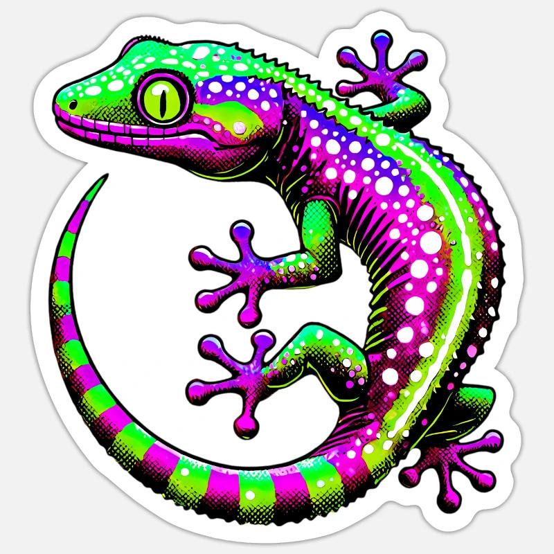 Gecko - Sticker taille S (10 x 10 cm) - blanc mat