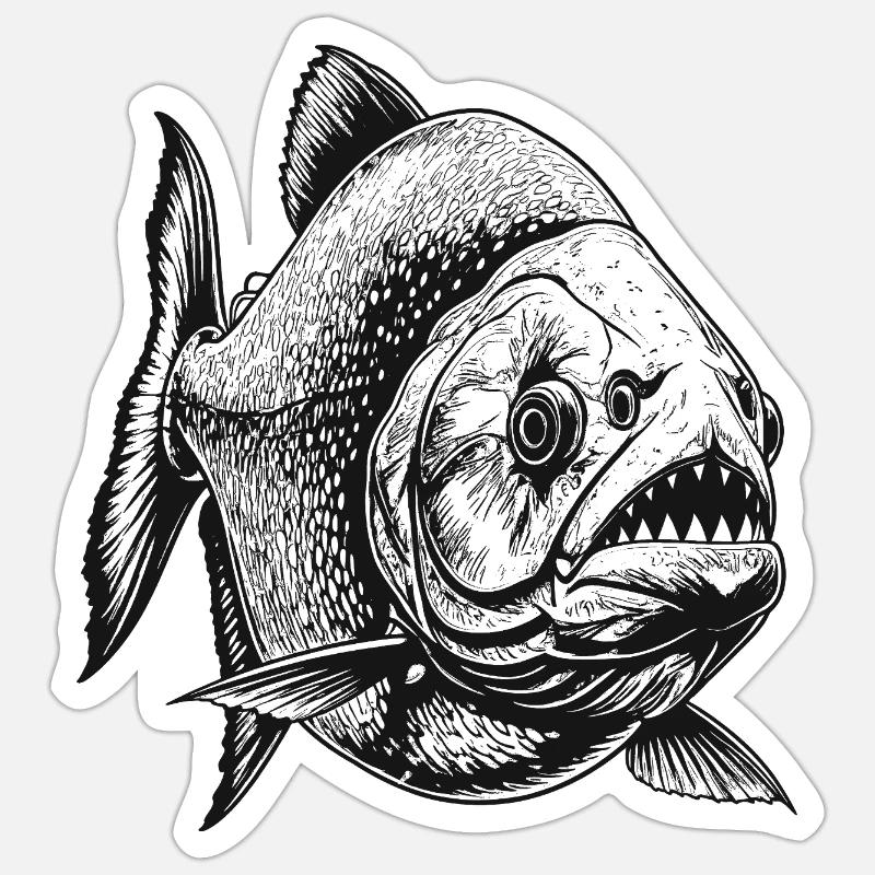 Piranhas - Sticker taille S (10 x 10 cm) - blanc mat