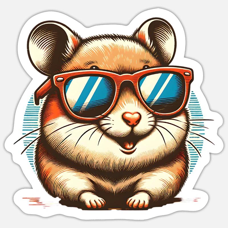 Hamster - Sticker taille S (10 x 10 cm) - blanc mat