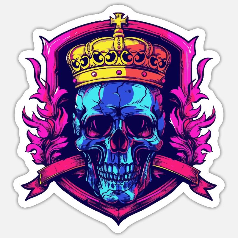 King Skeleton Crown - Sticker size S (10 x 10 cm) - white matte