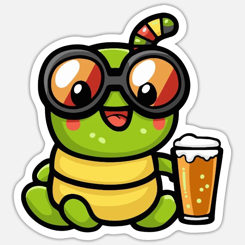 Wurm Apres Ski Bier Comic - Sticker Größe S (10 x 10 cm) - Mattweiß
