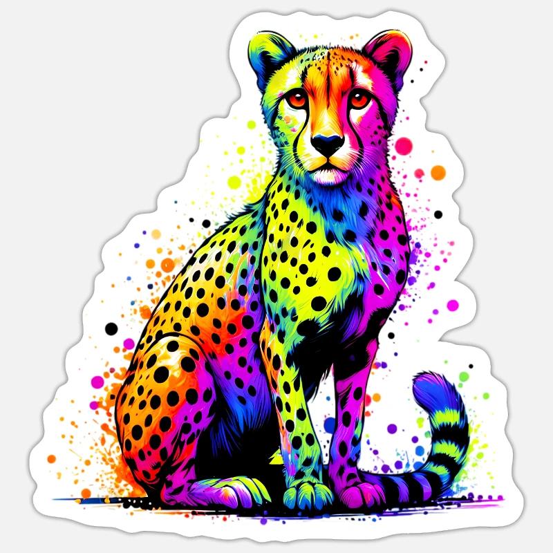 Guépard - Sticker taille S (10 x 10 cm) - blanc mat