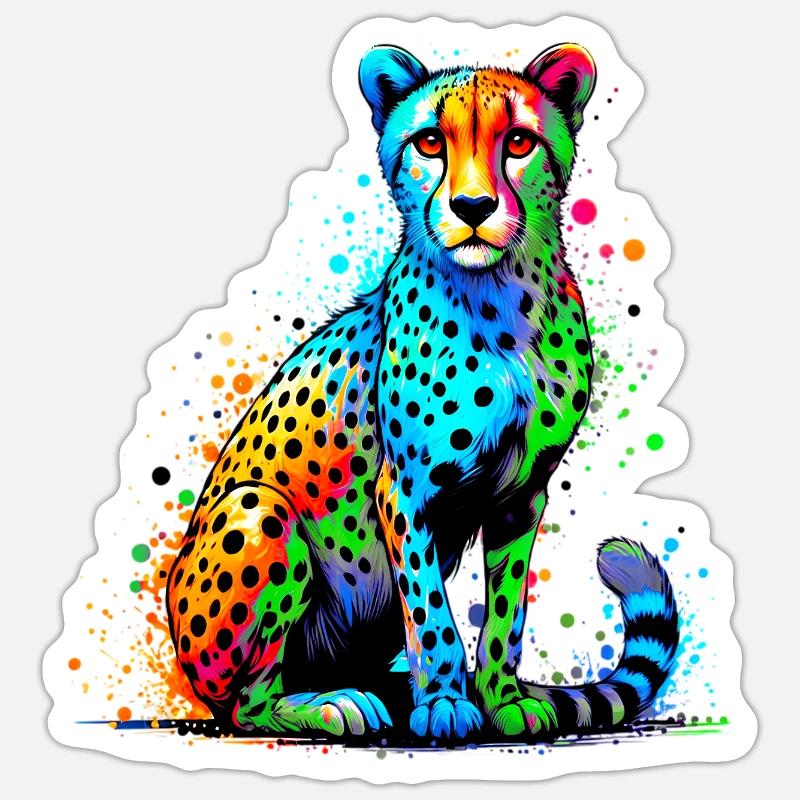 Guépard - Sticker taille S (10 x 10 cm) - blanc mat