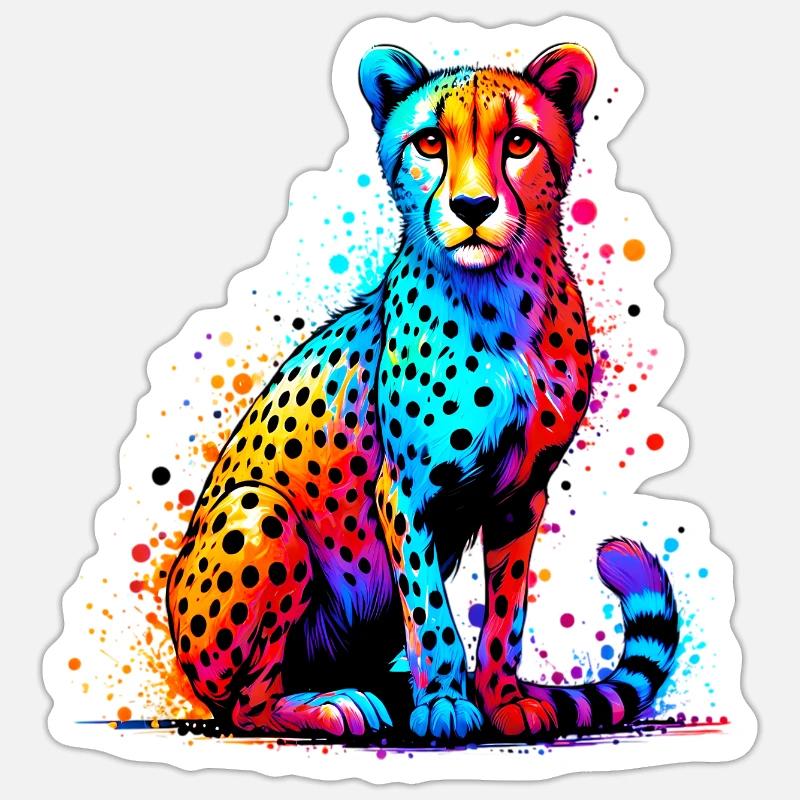 Guépard - Sticker taille S (10 x 10 cm) - blanc mat