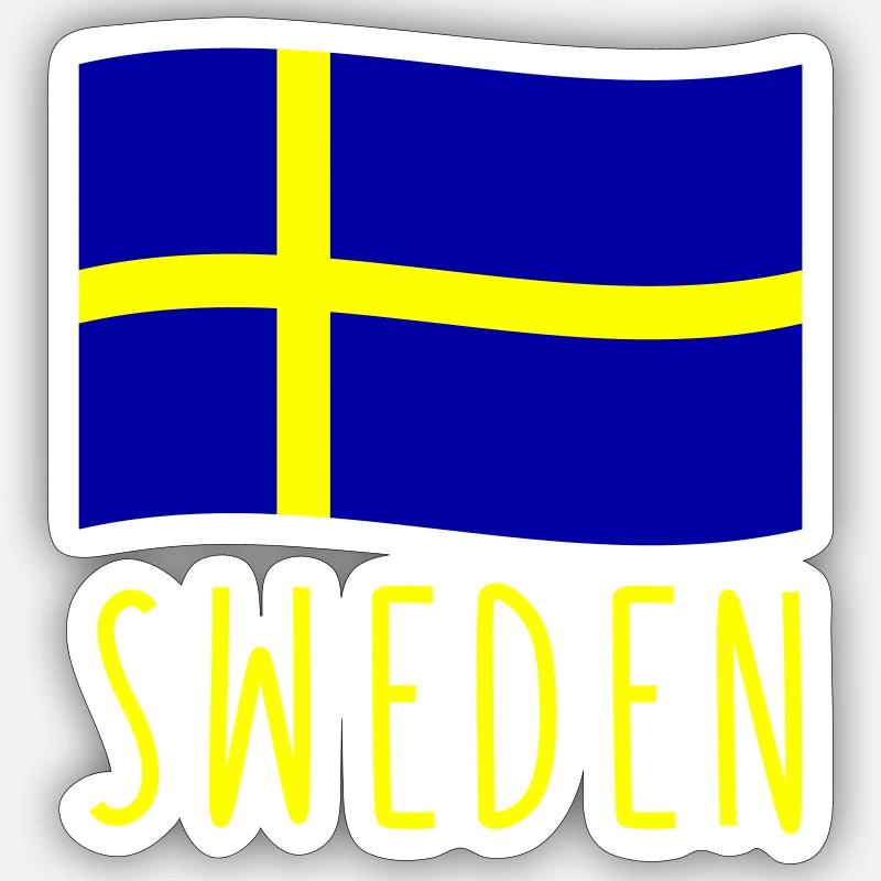Suède - Sticker taille S (10 x 10 cm) - blanc mat