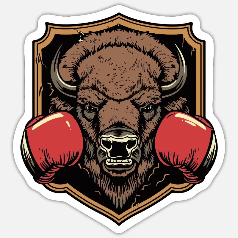 Bison Boxer MMA Logo - Sticker size S (10 x 10 cm) - white matte