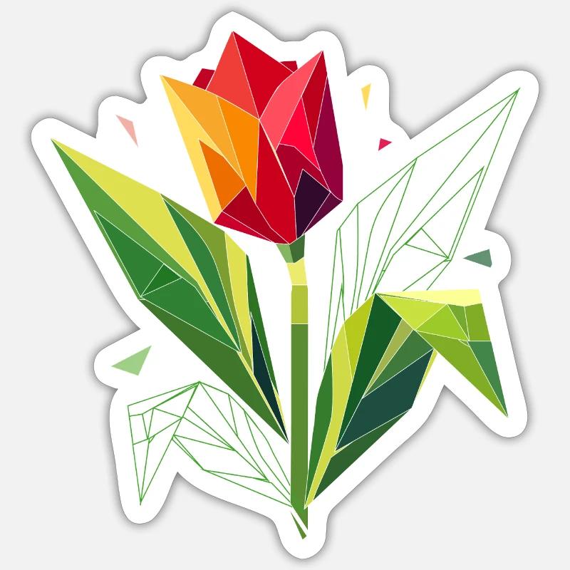 Geometric tulip – elegance in polygons - Sticker size S (10 x 10 cm) - white matte
