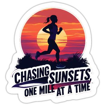 Chasing Sunsets Running Motivierende Fitness - Sticker Größe S (10 x 10 cm) - Mattweiß - Vorne