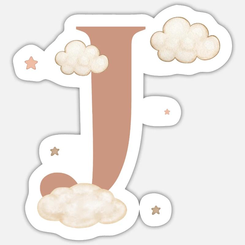 Buchstabe j bewölkt Sterne - Sticker Größe S (10 x 10 cm) - Mattweiß