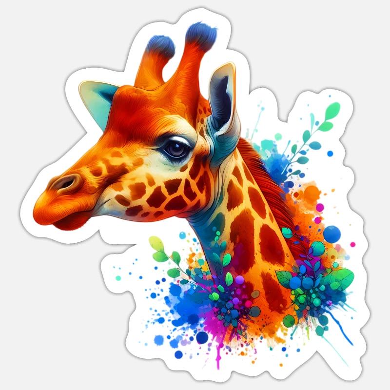 Girafe - Sticker taille S (10 x 10 cm) - blanc mat