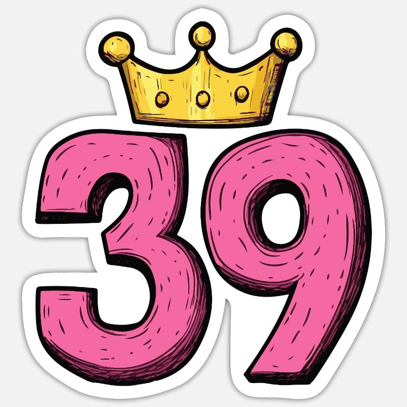 39 Number Crown - Sticker size S (10 x 10 cm) - white matte
