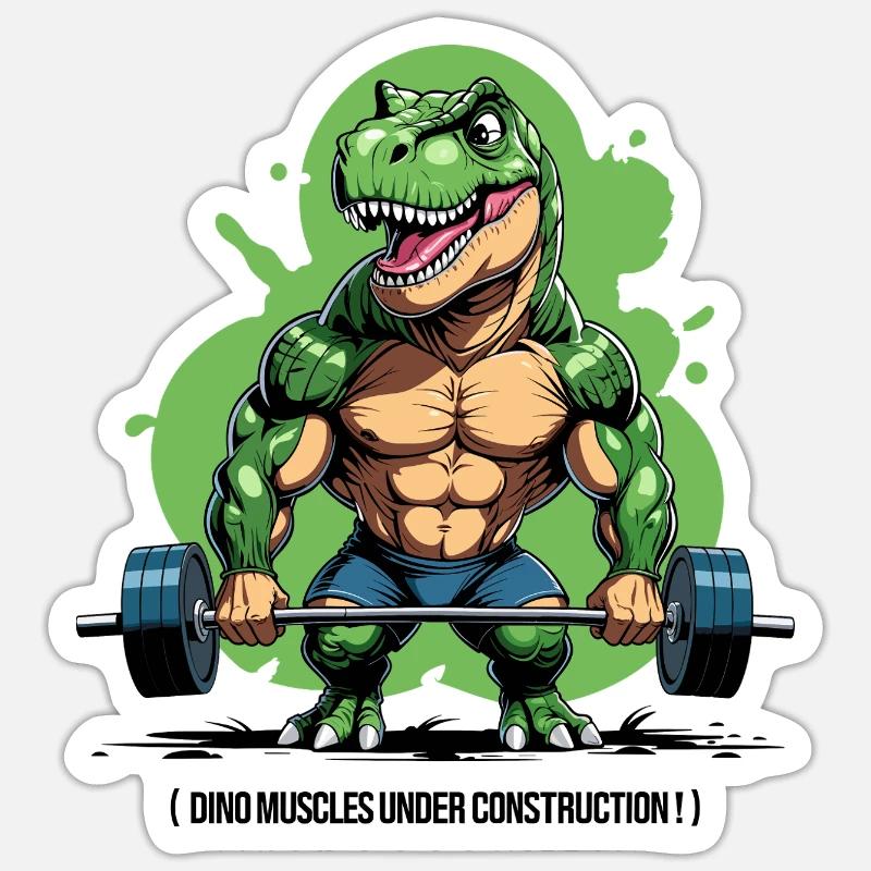 Dino muscles in development - Sticker size S (10 x 10 cm) - white matte