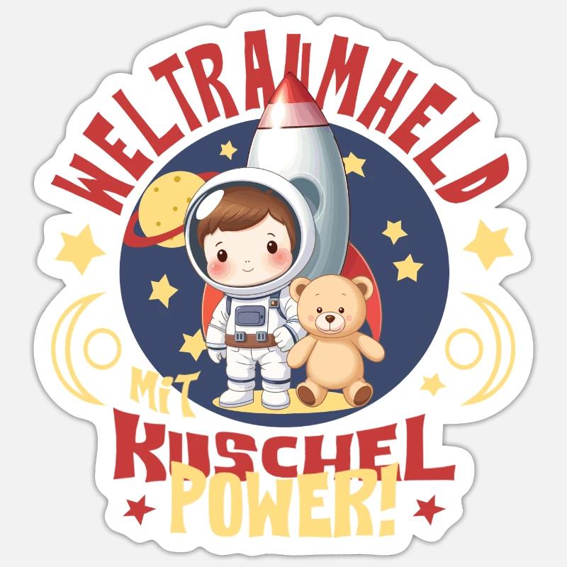 Astronaut mit Teddybär Sticker Größe S (10 x 10 cm)