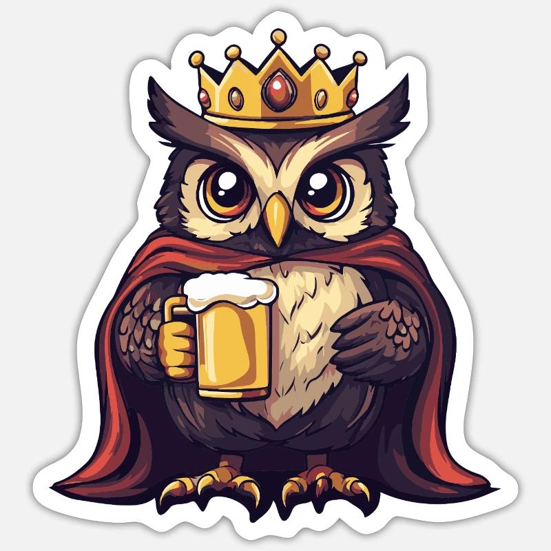 Eule Bier Lustig Sticker Größe S (10 x 10 cm)