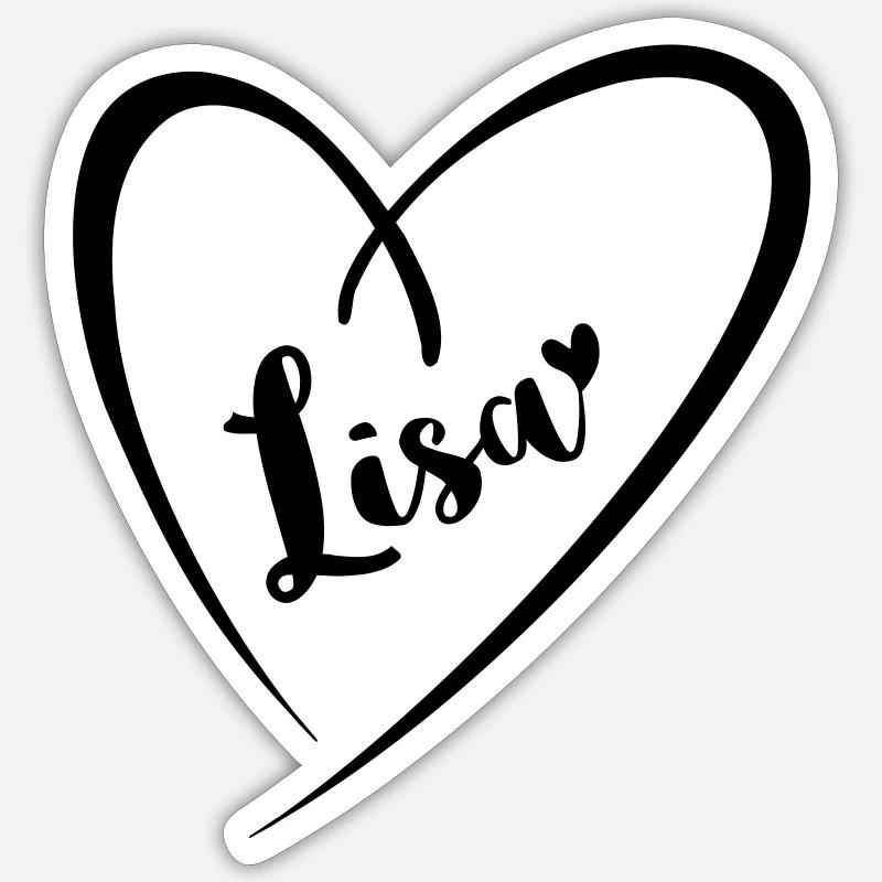 Lisa surname first name in heart frame - Sticker size S (10 x 10 cm) - white matte