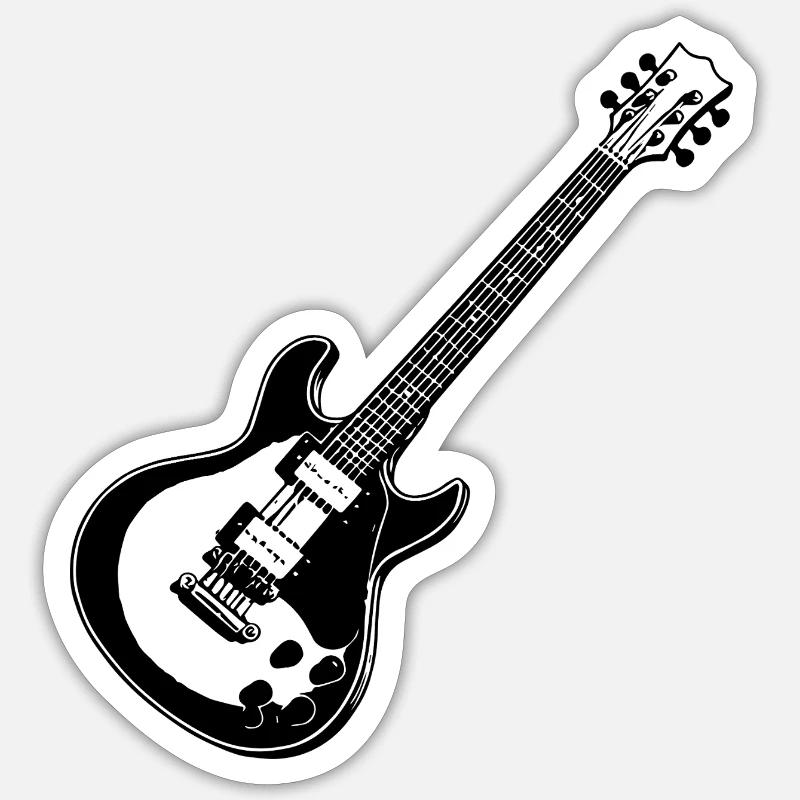 Guitare - Sticker taille S (10 x 10 cm) - blanc mat