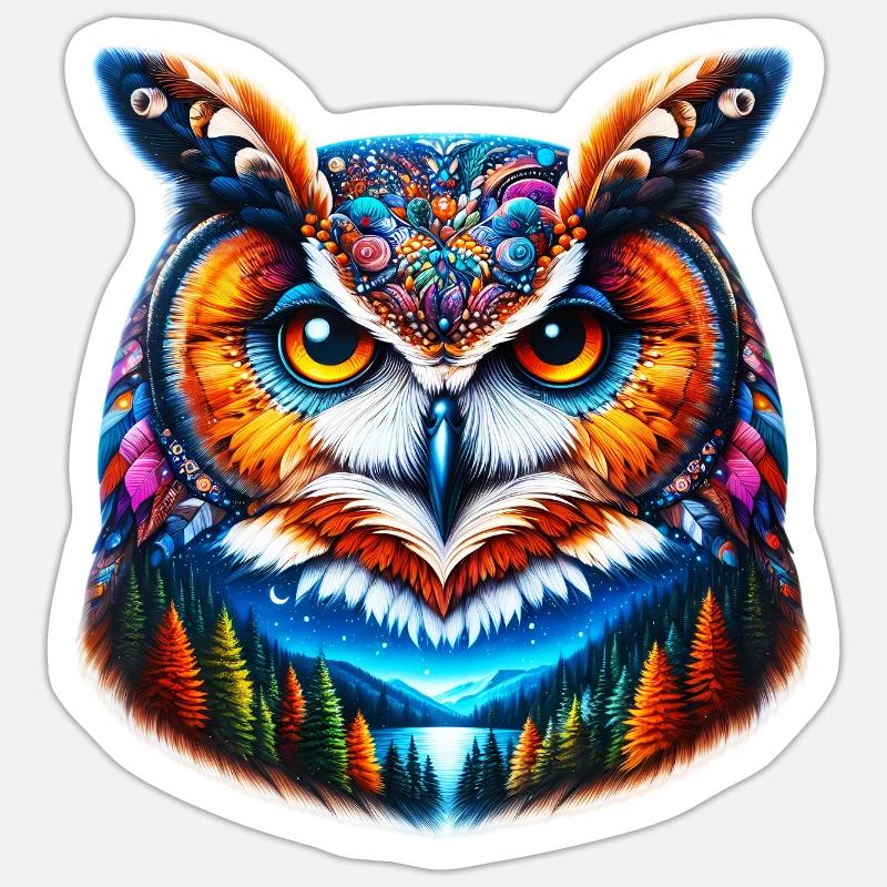 Owl - Sticker size S (10 x 10 cm) - white matte