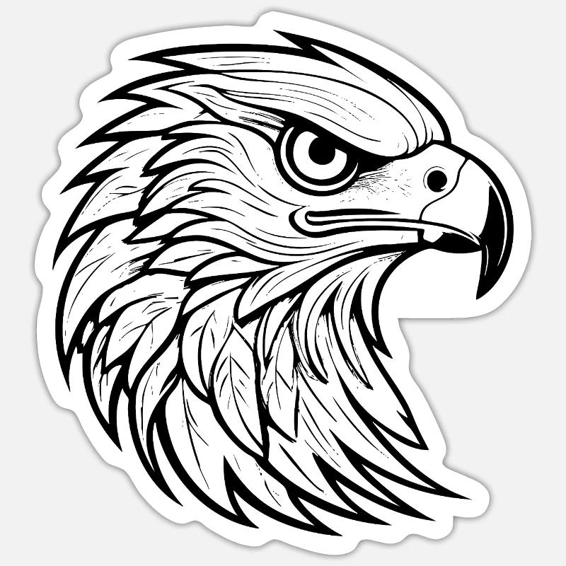 Stylized eagle head design - Sticker size S (10 x 10 cm) - white matte
