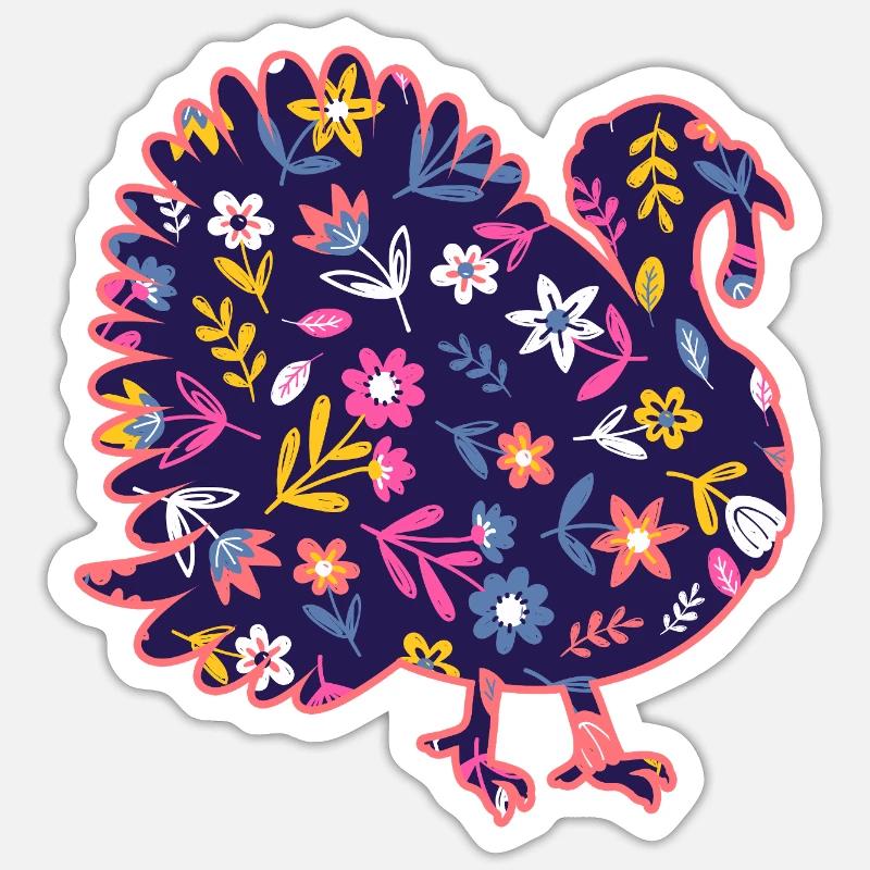 Poulets Coq Dinde - Sticker taille S (10 x 10 cm) - blanc mat