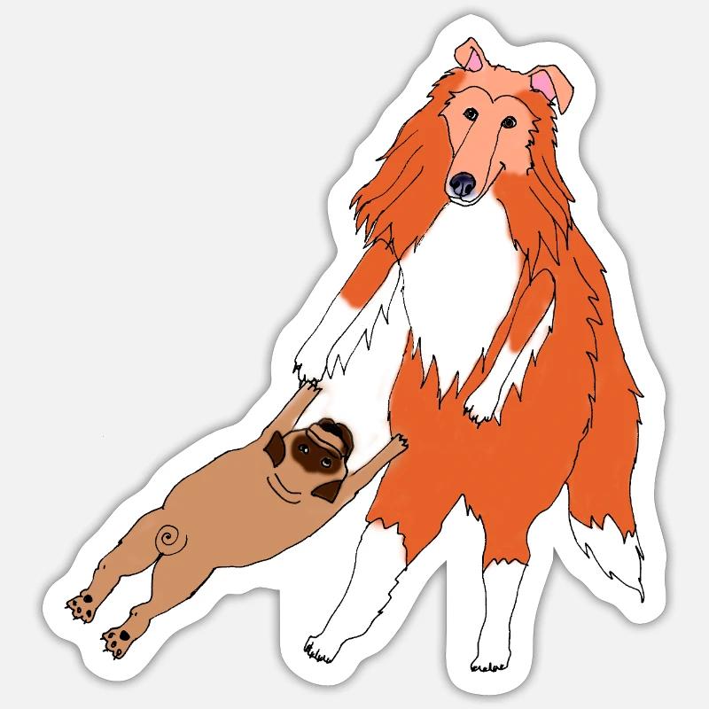 Chiens dansants B - Sticker taille S (10 x 10 cm) - blanc mat