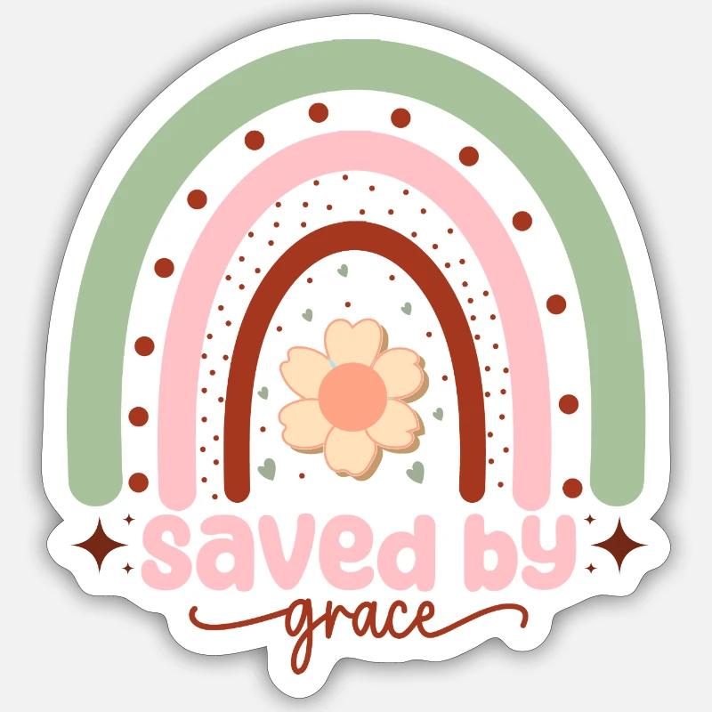 Gerettet durch Gnade Sticker Größe S (10 x 10 cm)