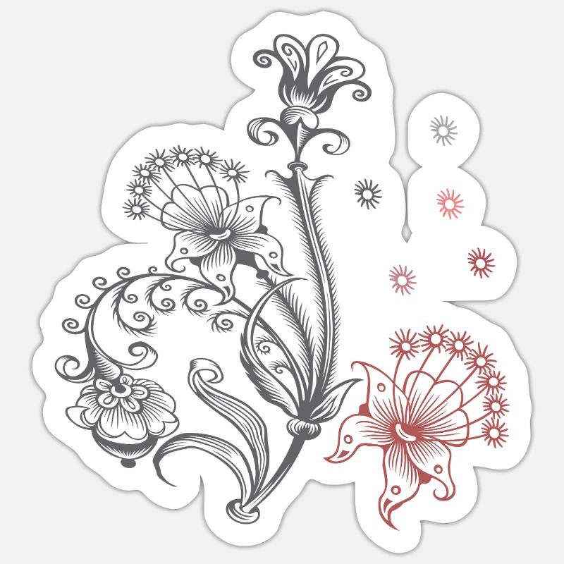 Vrille de fleur - Sticker taille S (10 x 10 cm) - blanc mat