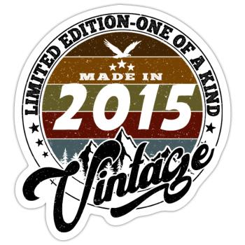 Eleganter Vintage: 2015 Retro Geschenk 2015 2025 - Sticker Größe S (10 x 10 cm) - Mattweiß - Vorne